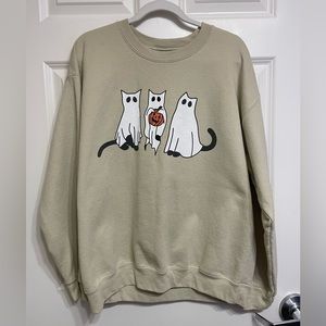 halloween crewneck with ghost cats
